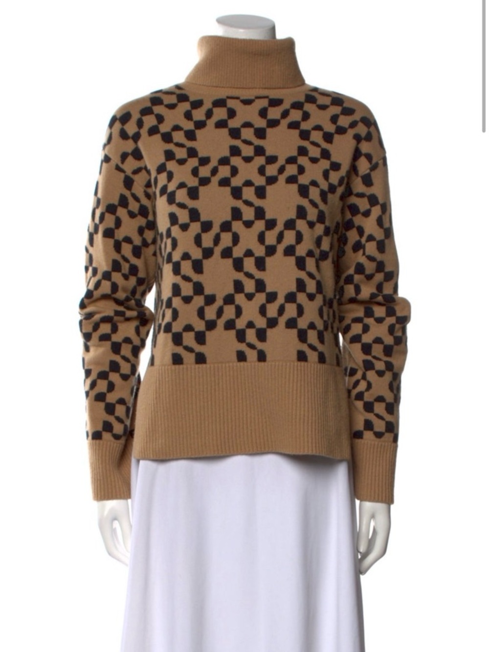 Simkhai Wool and Cashmere Turtleneck Sweater in Camel & Black